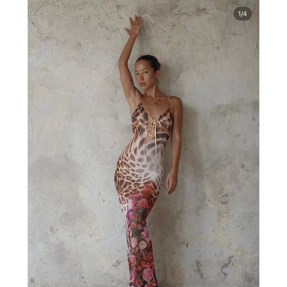 Tiger Mist Khalilah Dress Size Small Leopard & Floral - Picture 1 of 6